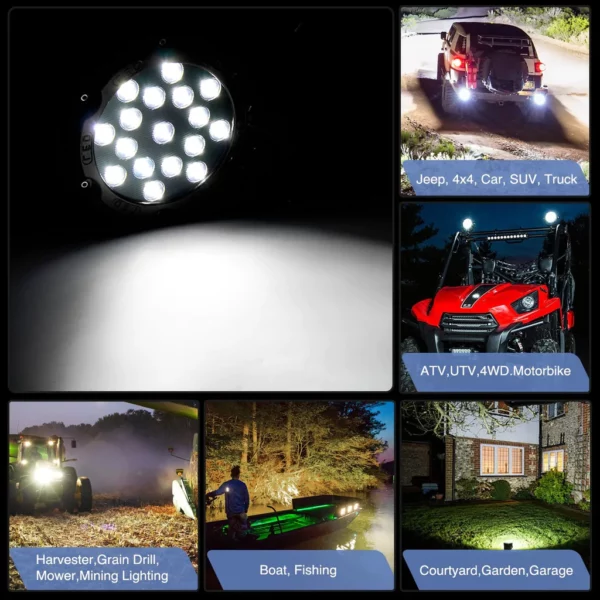 Nilight Led kastarar 7" flood (2.stk) - Image 3