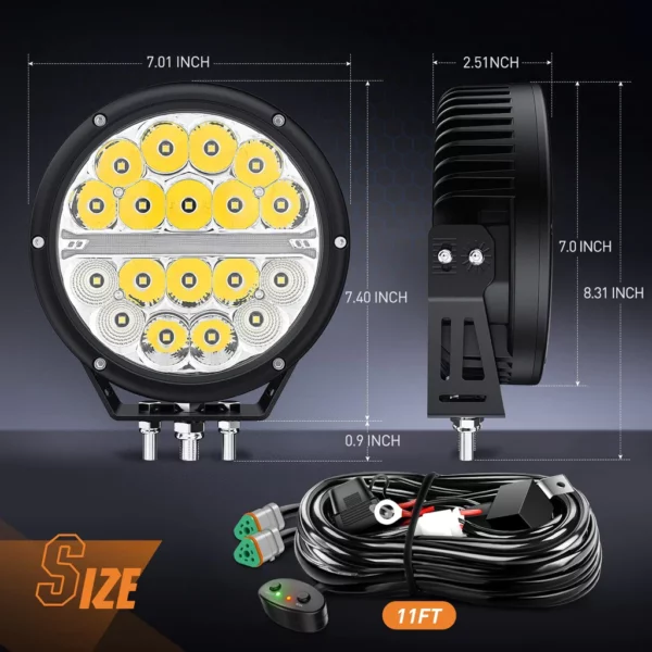 Nilight Led kastarar 7″ með tengisetti (2.stk) - Image 4