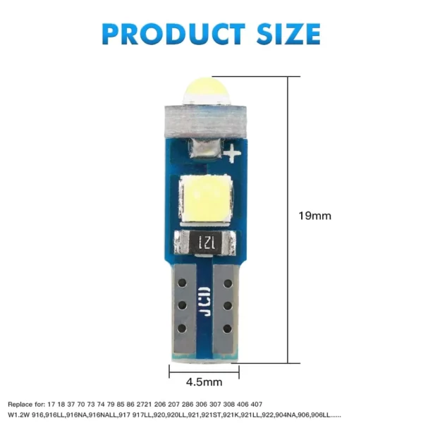 Bevinsee mælaborðs led pera W1,2W/T5 Blá (2.stk) - Image 2