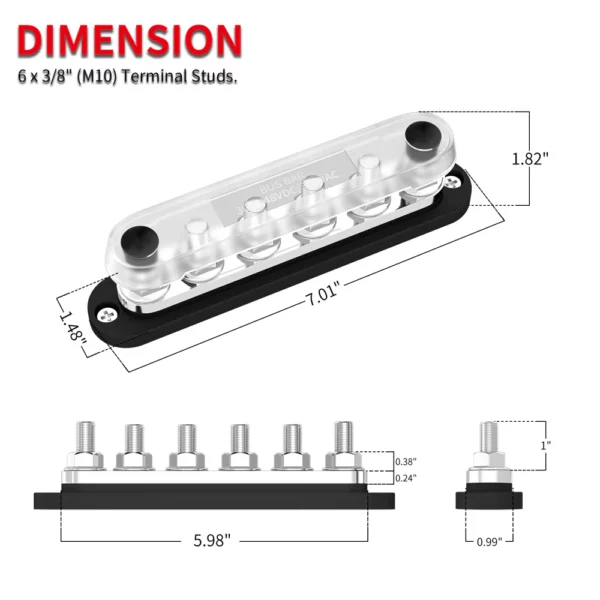 Busbar 300A 6 X M10 - Image 3