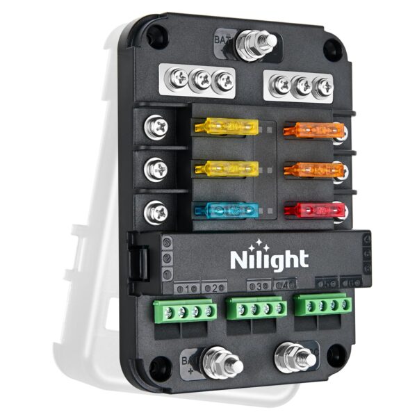 Nilight 6 Way Fuse Relay Block with Acc Control Negative Bus