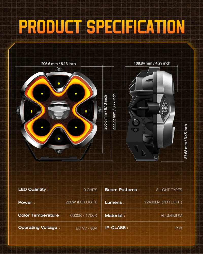 HALO Pro Series 8-inch LED Pod Lights with Dynamic DRL Modes - Image 9