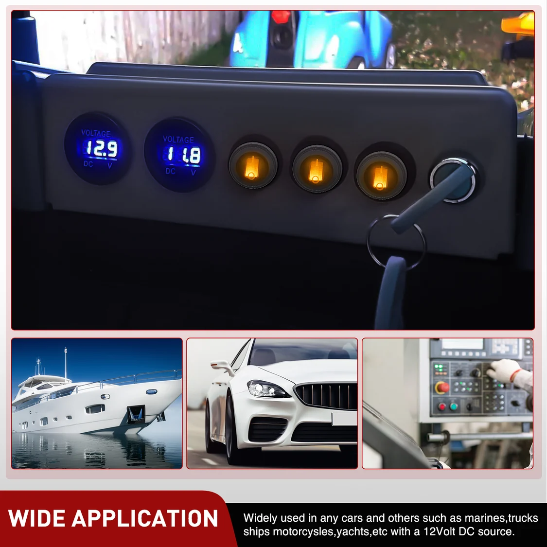 Vatnsheldur rofi með gulu LED – 12V 20A - Image 8