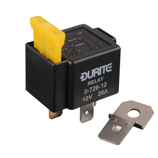 12V 20A 4-pinna relay með öryggi – Normally Open (NO)