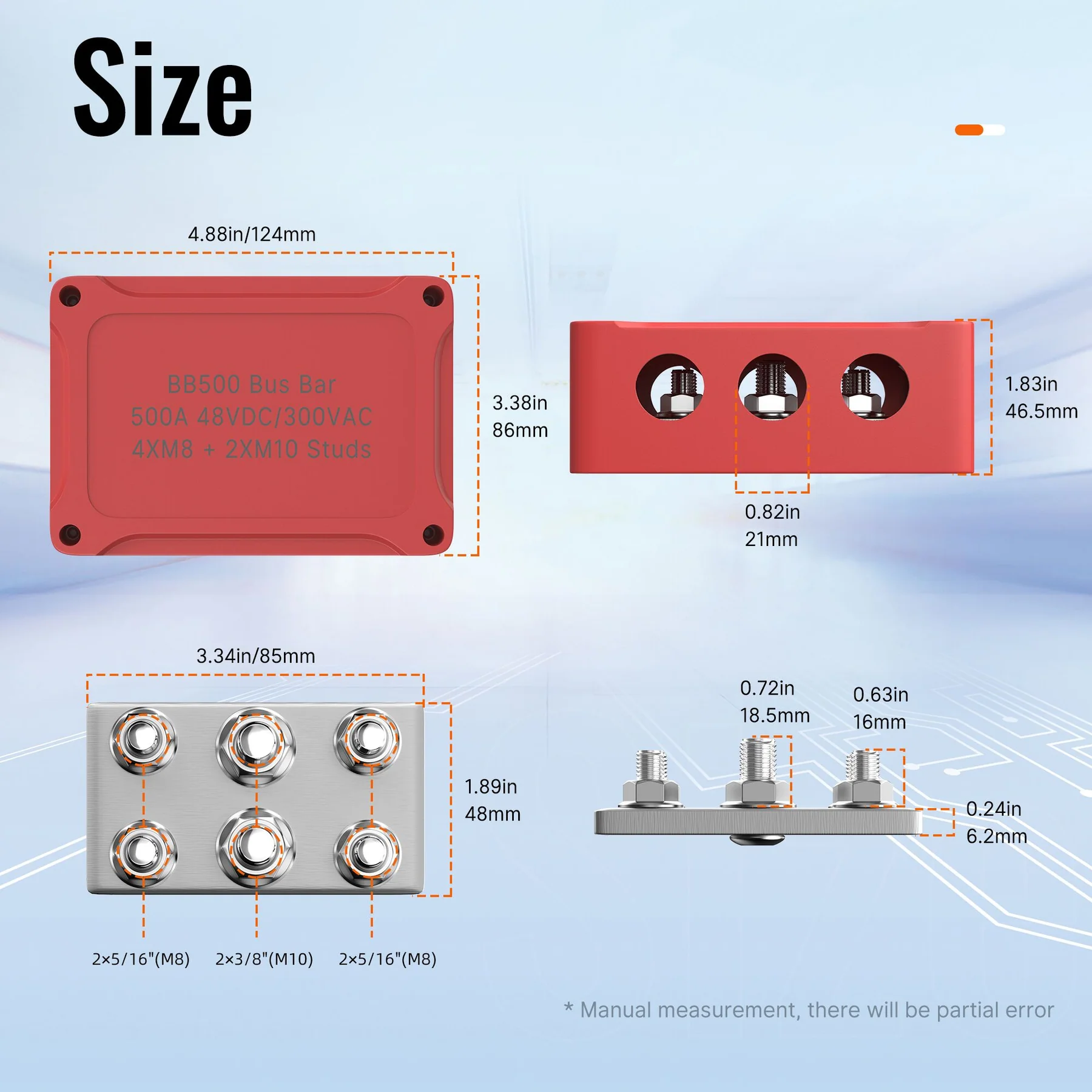Busbar 500A 2x M10 & 4x M8 - Image 6