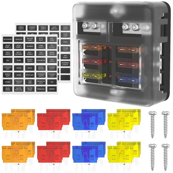 Öryggjahús 6 rása 100A með LED og mínus Busbar