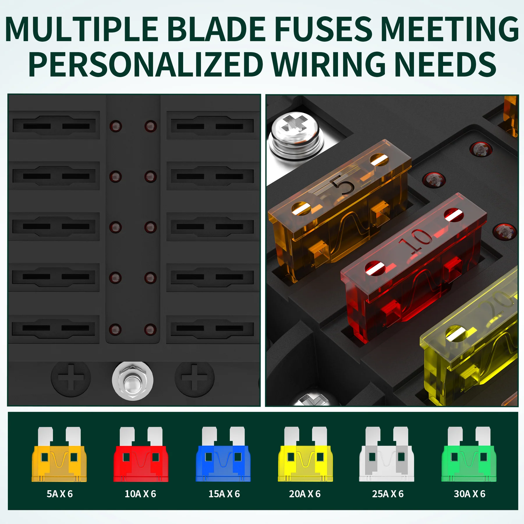 Öryggjahús 12 rása 100A með LED og mínus Busbar - Image 2